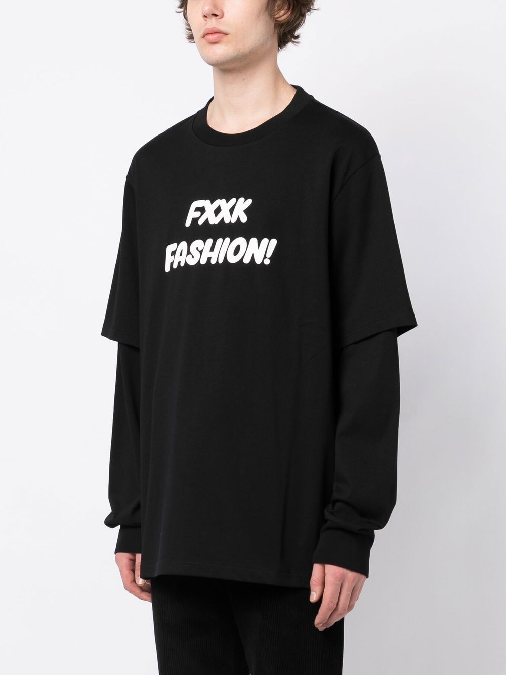 Shop Ground Zero Slogan-print Double-sleeved T-shirt In Black