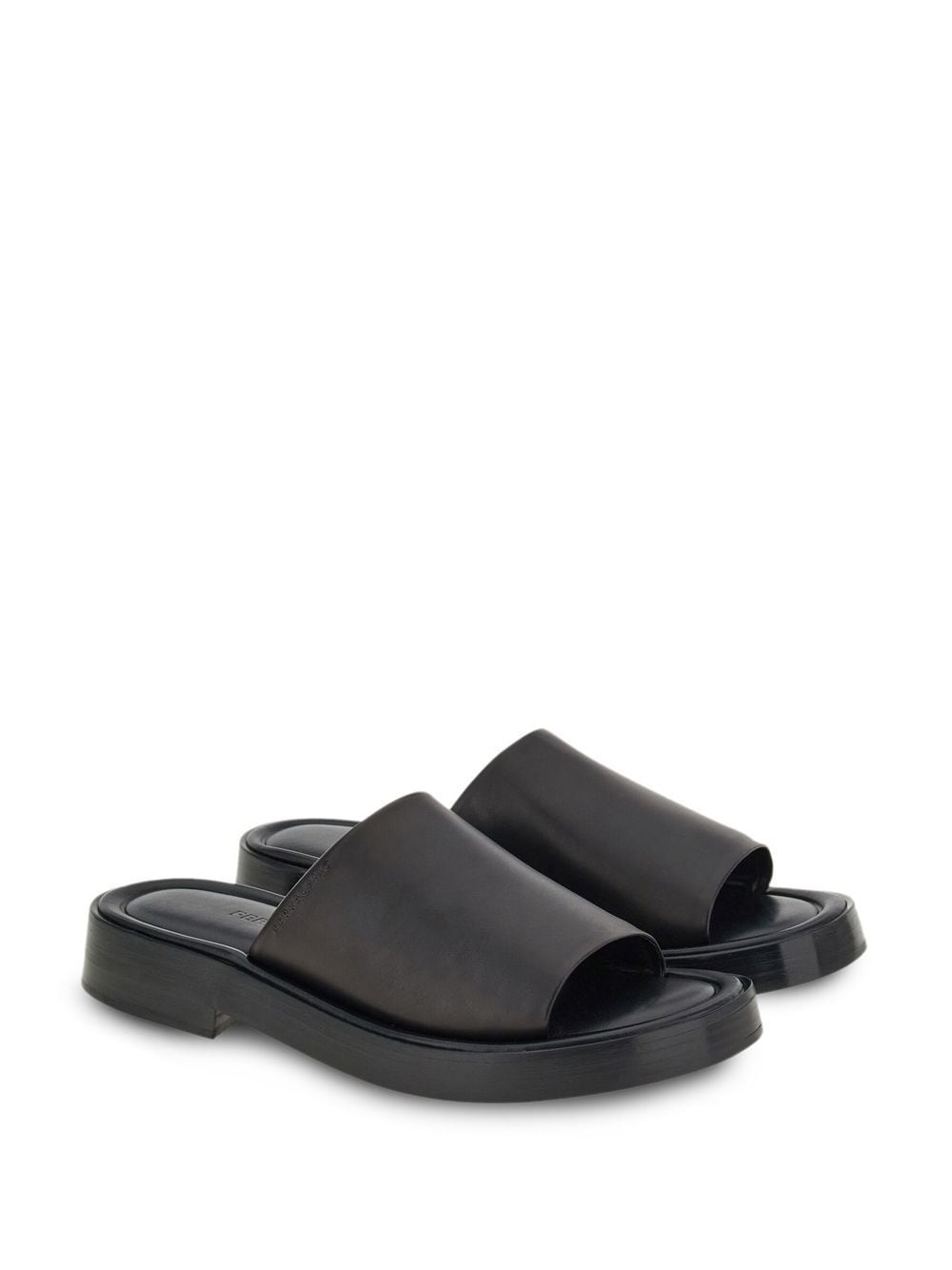 Shop Ferragamo Crossover-strap Leather Slides In Black