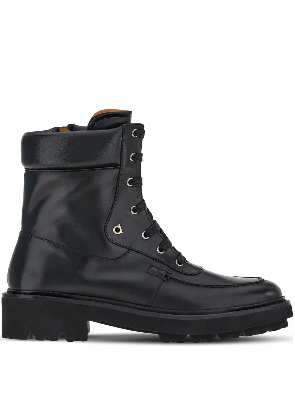 Ferragamo Leren combat boots Zwart
