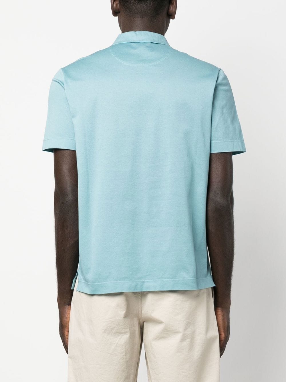 Shop Canali Short-sleeved Cotton Polo Shirt In Blau