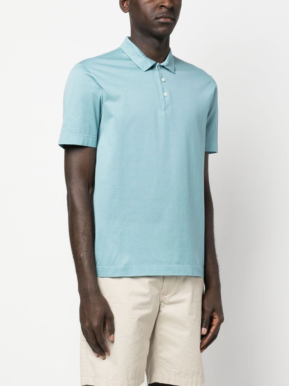 Shop Canali Short-sleeved Cotton Polo Shirt In Blau
