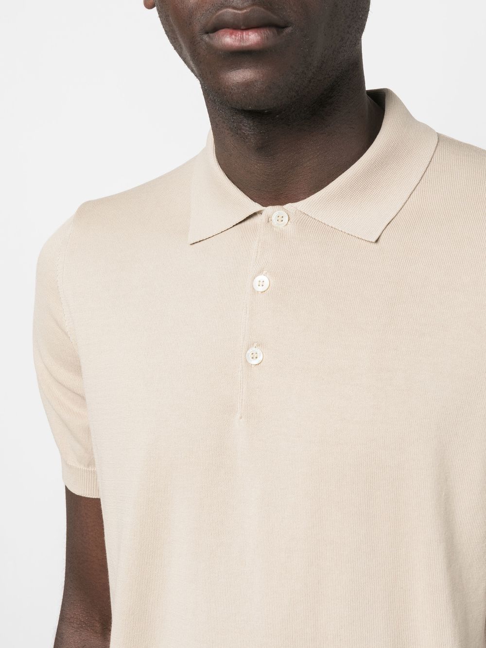 Shop Canali Knitted Polo Shirt In Nude