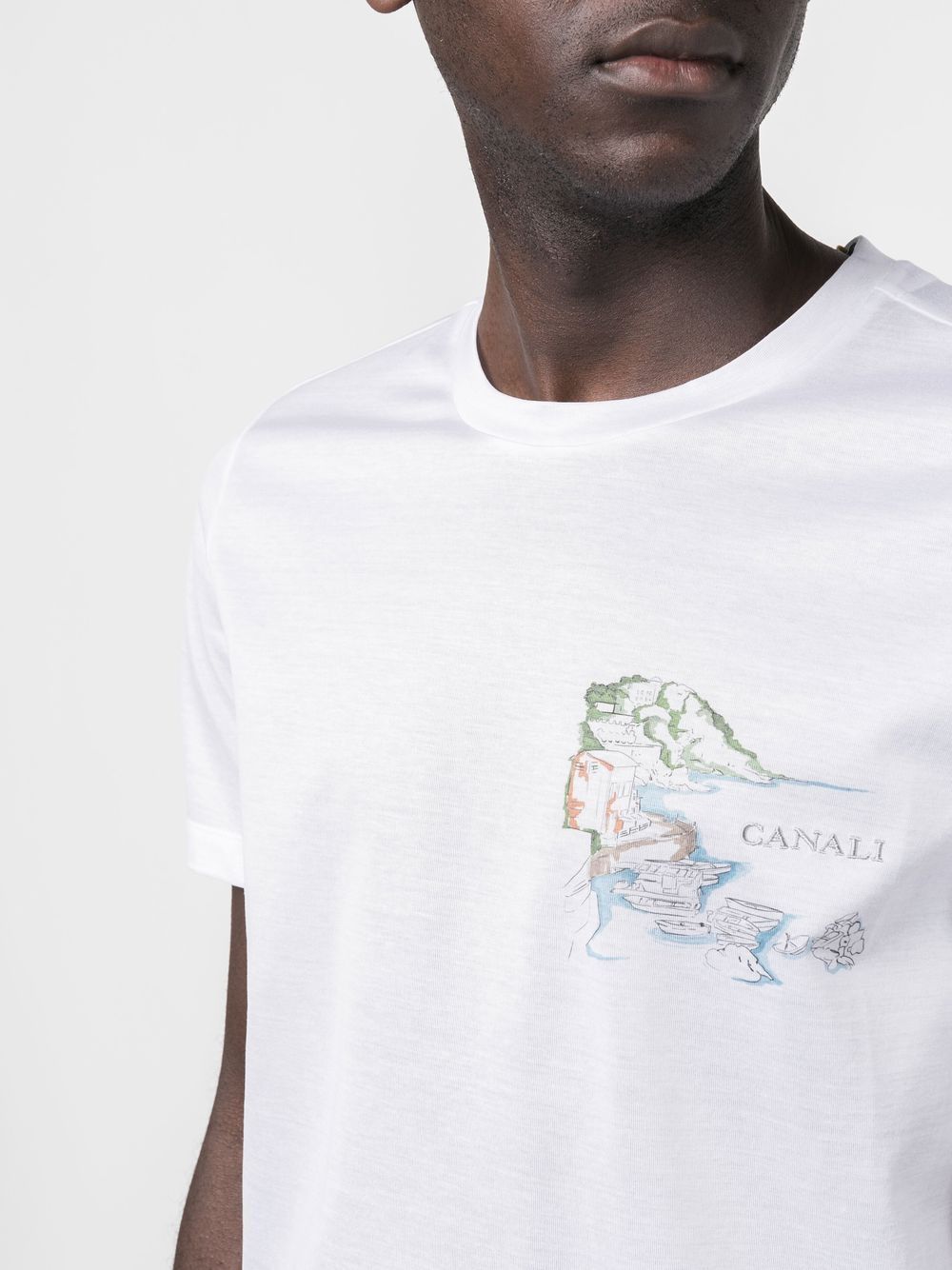 Shop Canali Logo-print Cotton T-shirt In Weiss