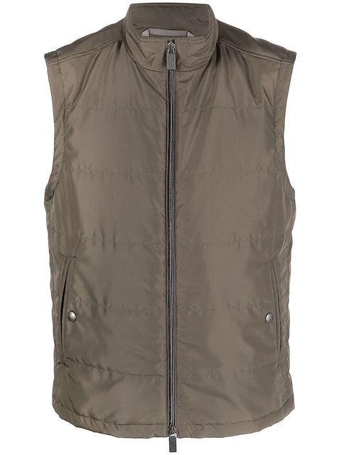 Canali high-neck zip-up gilet