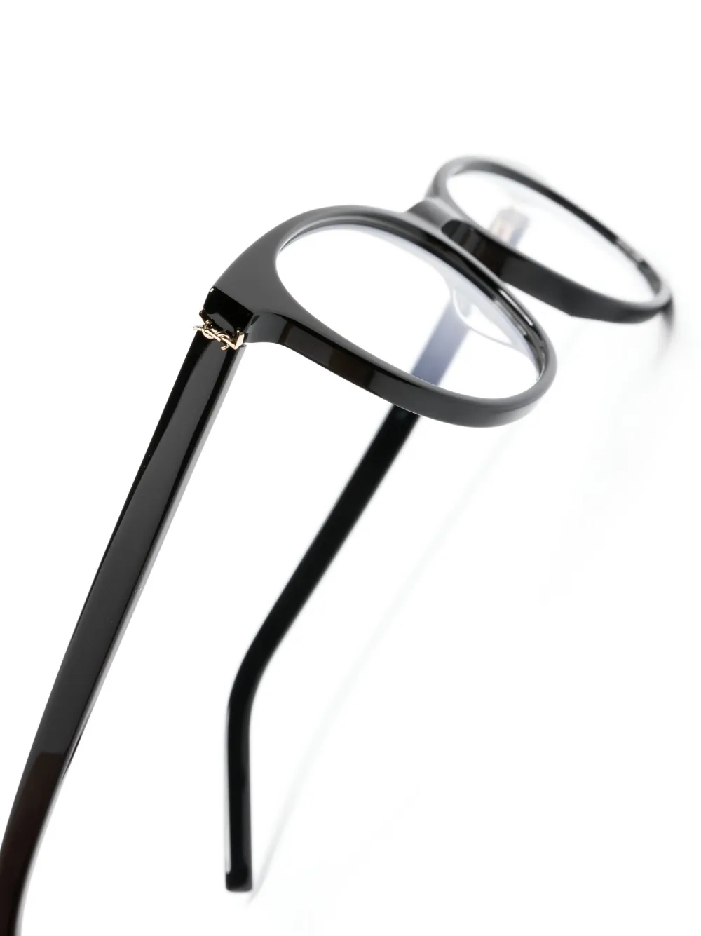 Saint Laurent Round-frame Logo-detail Glasses In Black