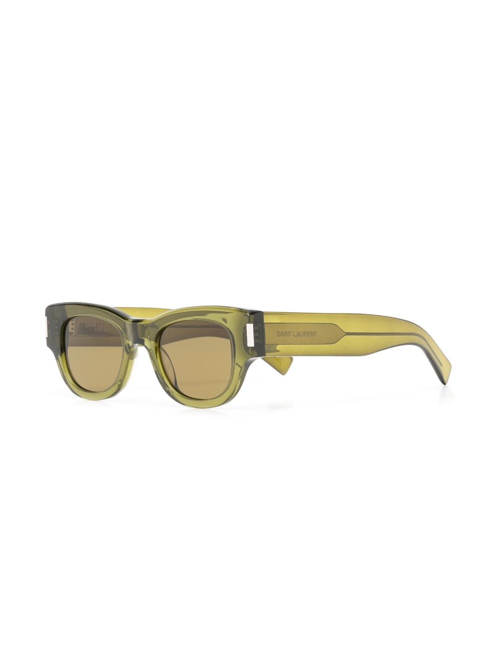 Shop Saint Laurent Transparent-frame Design Sunglasses In Green