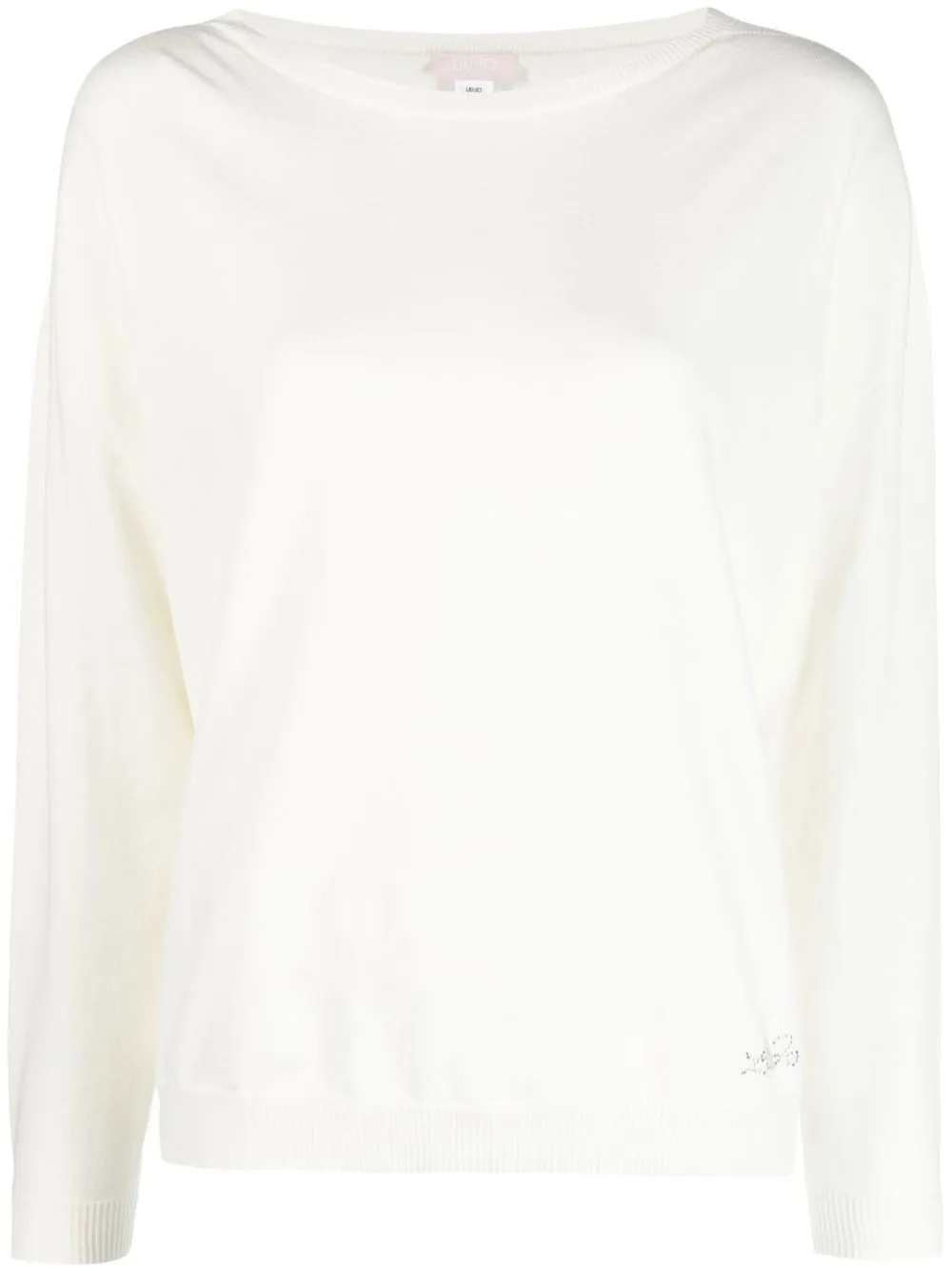 

LIU JO gem-logo boat neck jumper - White