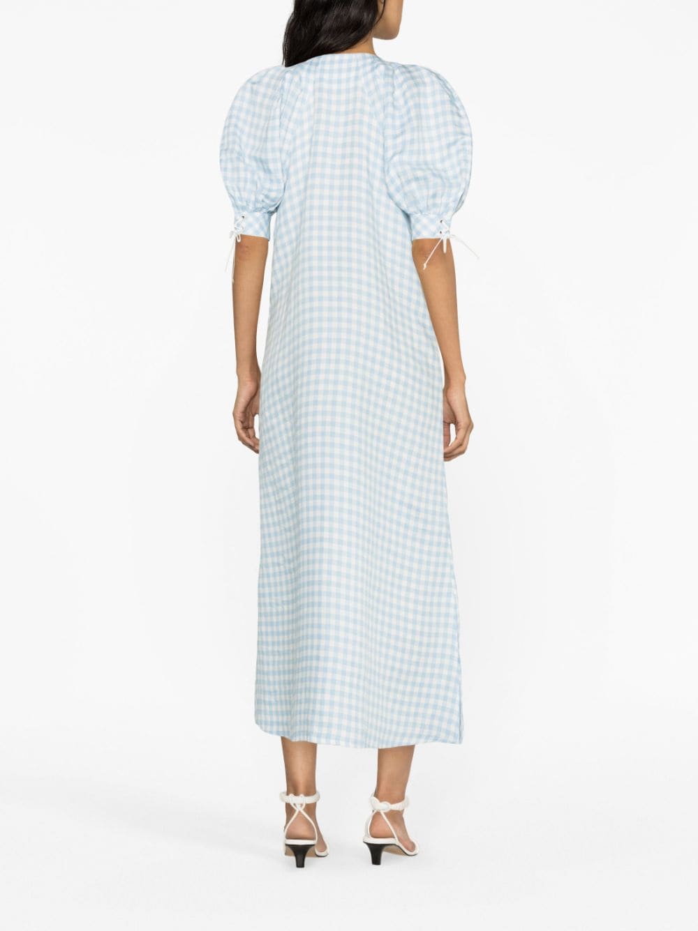 Sleeper Garden Gingham puff-sleeve Dress - Farfetch