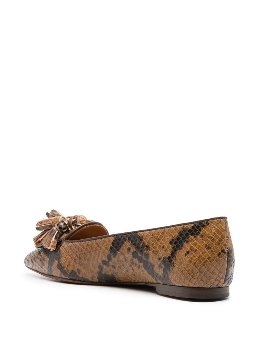 Shop Polo Ralph Lauren Ashtyn Python Print Leather Loafers In Brown