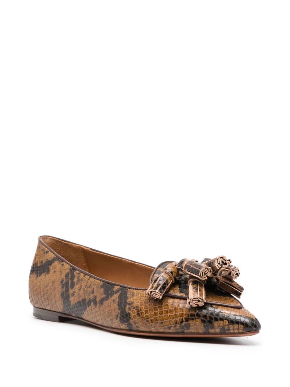 Shop Polo Ralph Lauren Ashtyn Python Print Leather Loafers In Brown