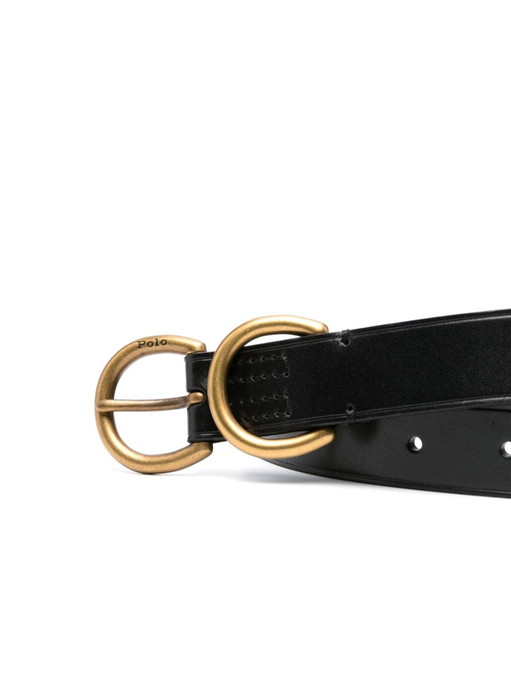 Shop Polo Ralph Lauren Double-ring Leather Skinny Black Belt