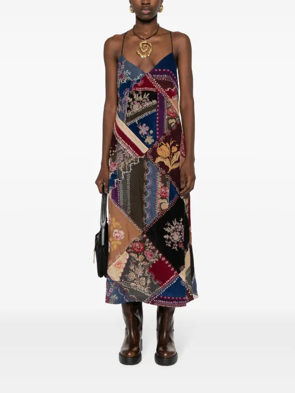 Polo Ralph Lauren patchwork-print Midi Dress | Blue | FARFETCH