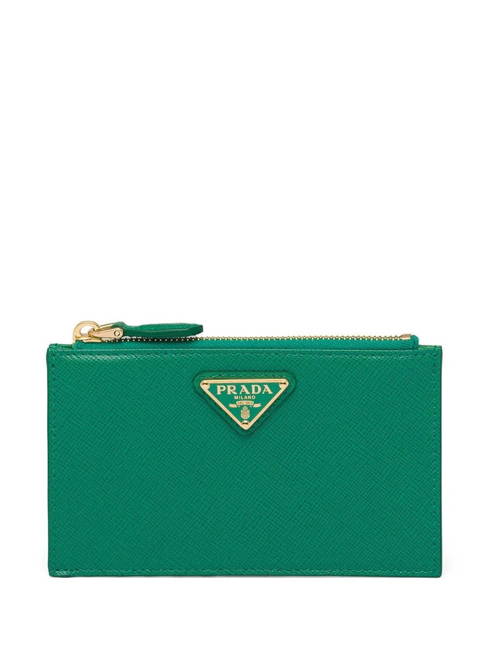 

Prada triangle-logo Saffiano leather cardholder - Green