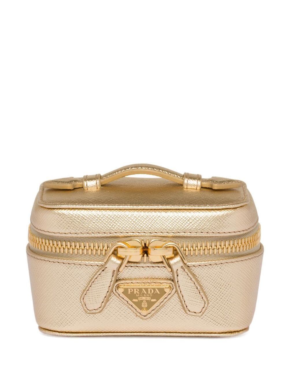 Prada Leather Make-up Bag In Gold