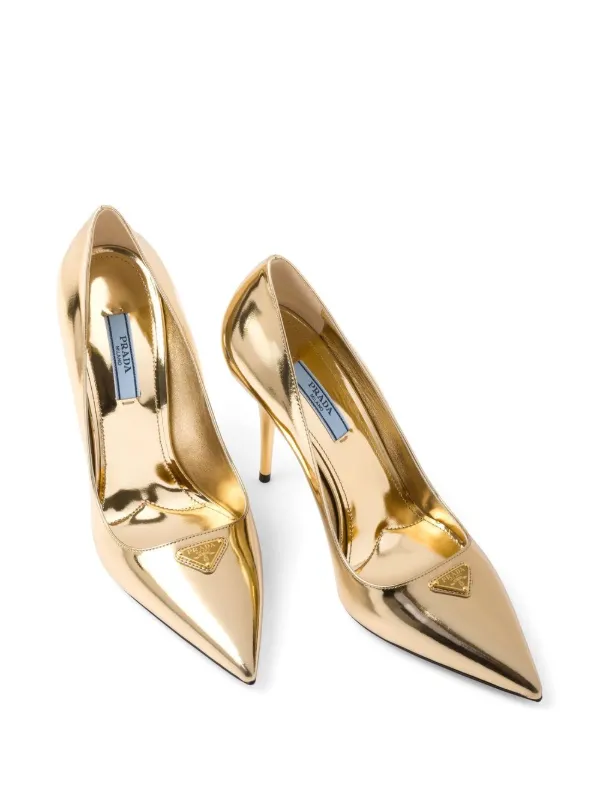 Prada Metallic Leather Pumps | Gold | FARFETCH