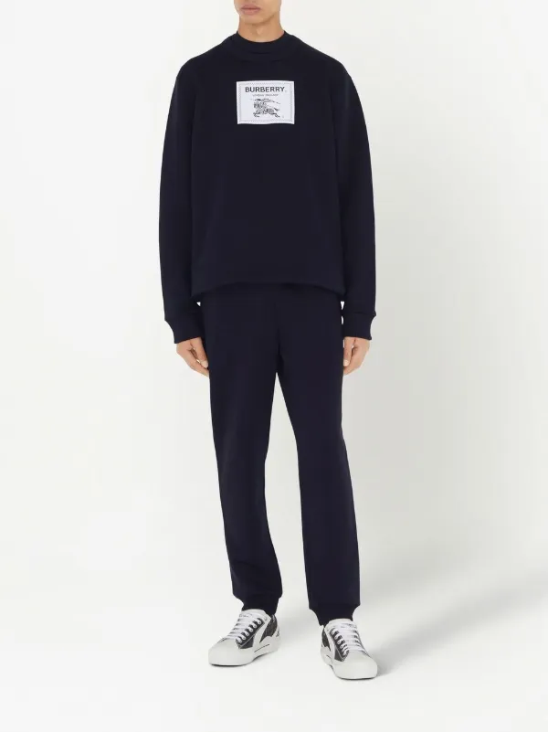 パンツ Burberry Brushed Cotton Joggers With Logo Patch Burberry Logo Patch Cotton Track Pants | Blue | FARFETCH