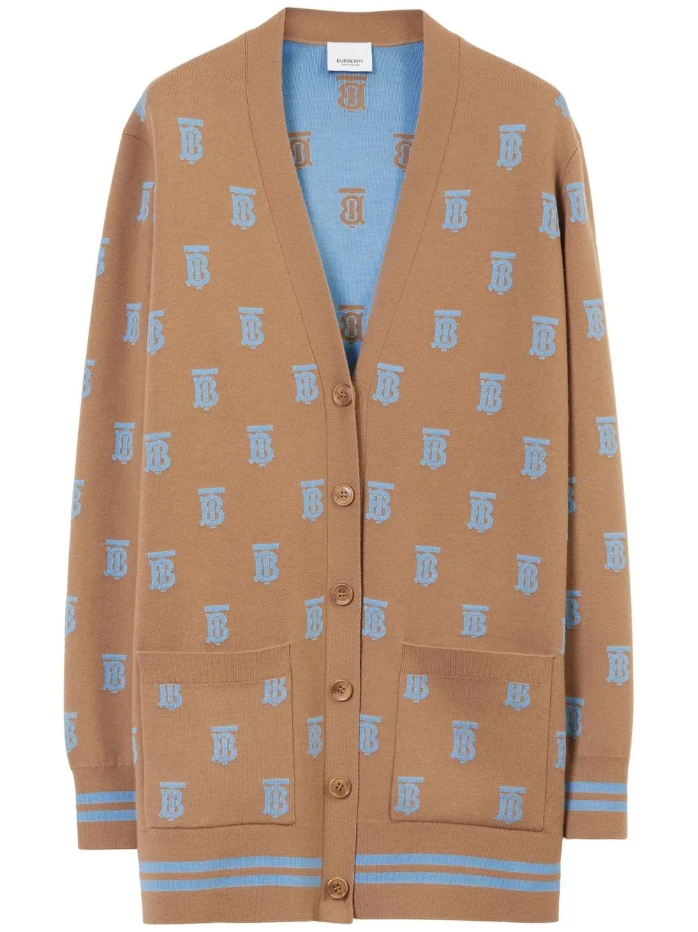 Shop Burberry Monogram Oversized Cardigan In Braun