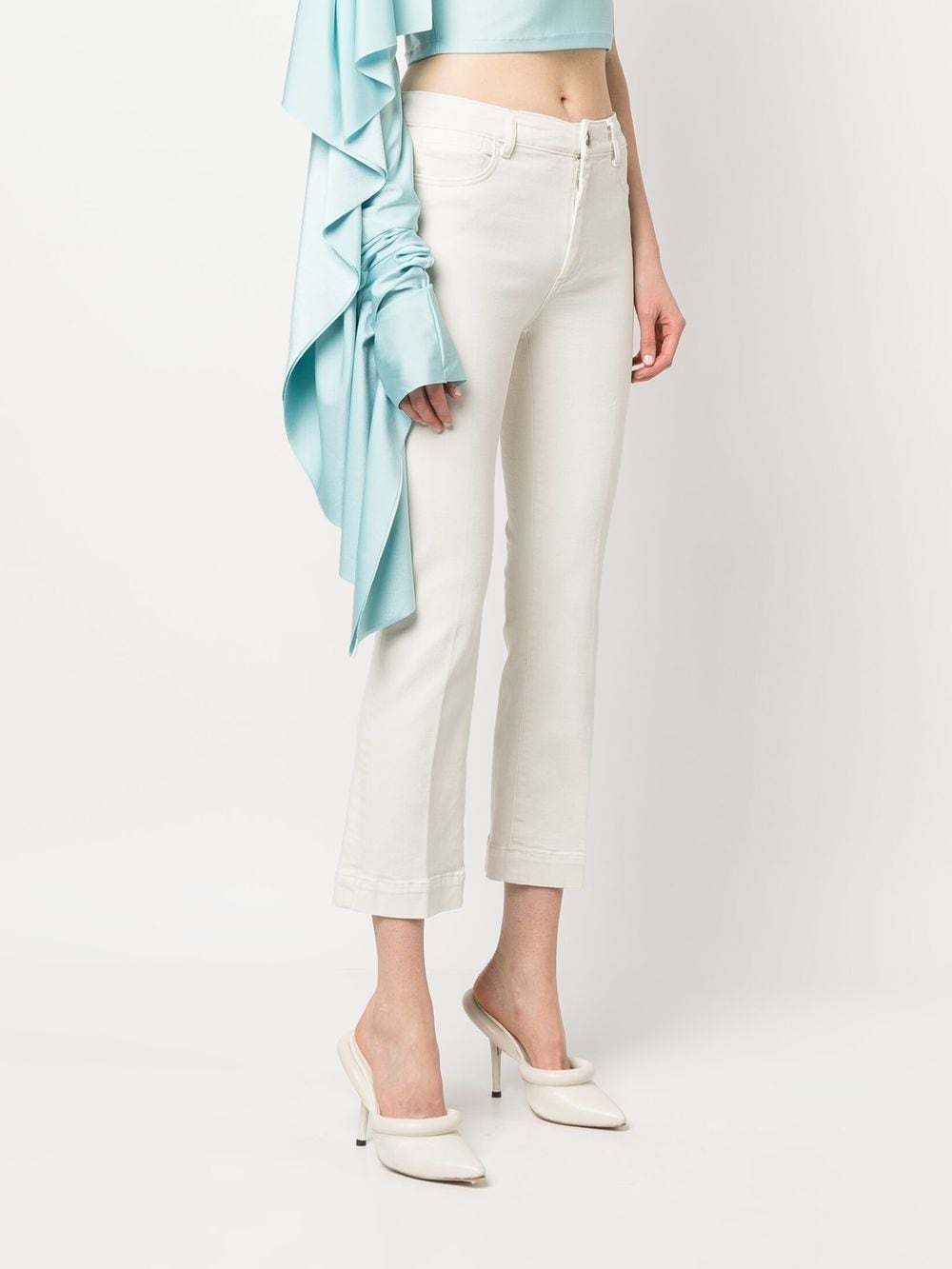 Shop Sportmax Cropped Slim-cut Jeans In Neutrals