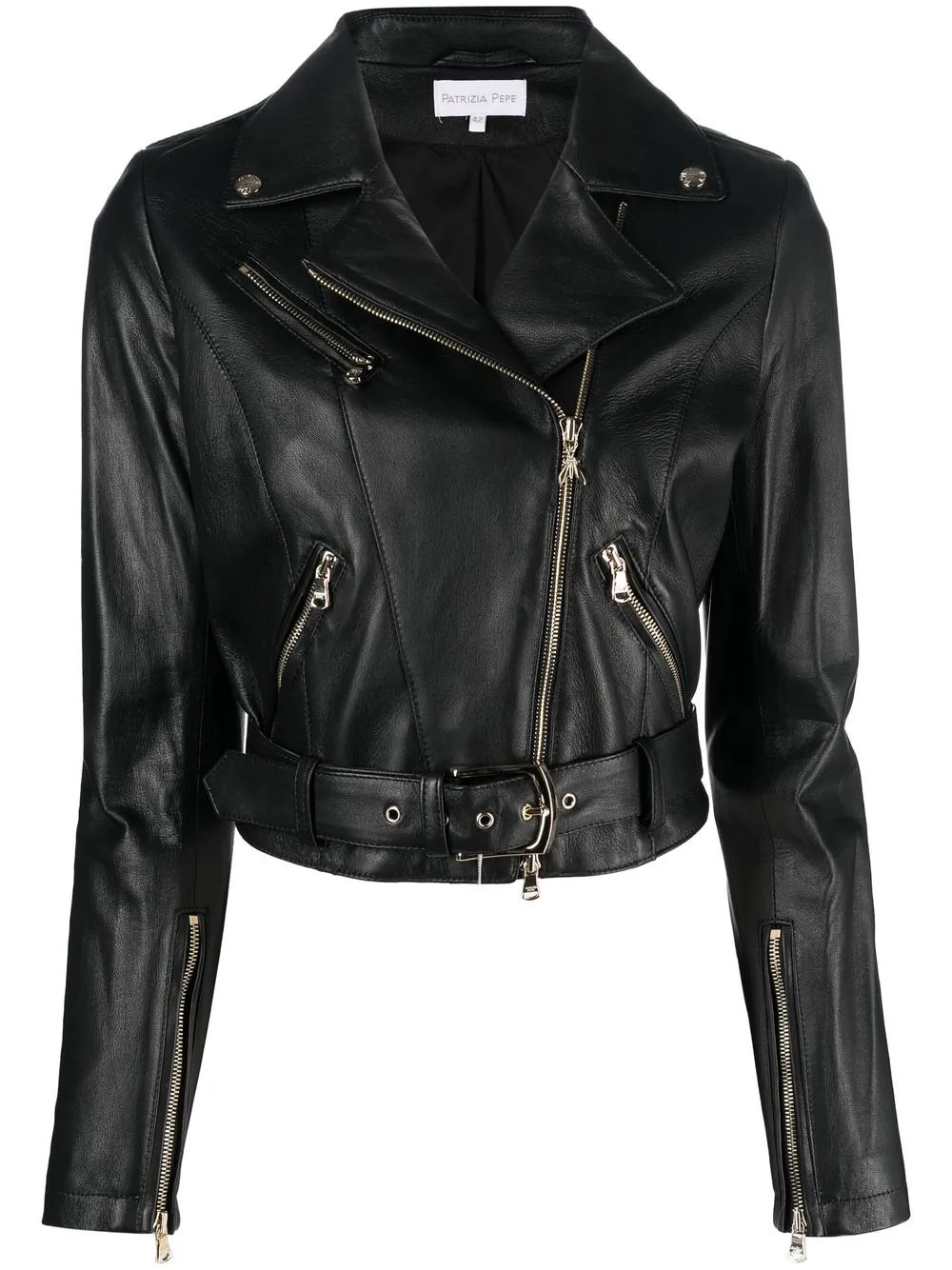 

Patrizia Pepe zip-up cropped leather jacket - Black