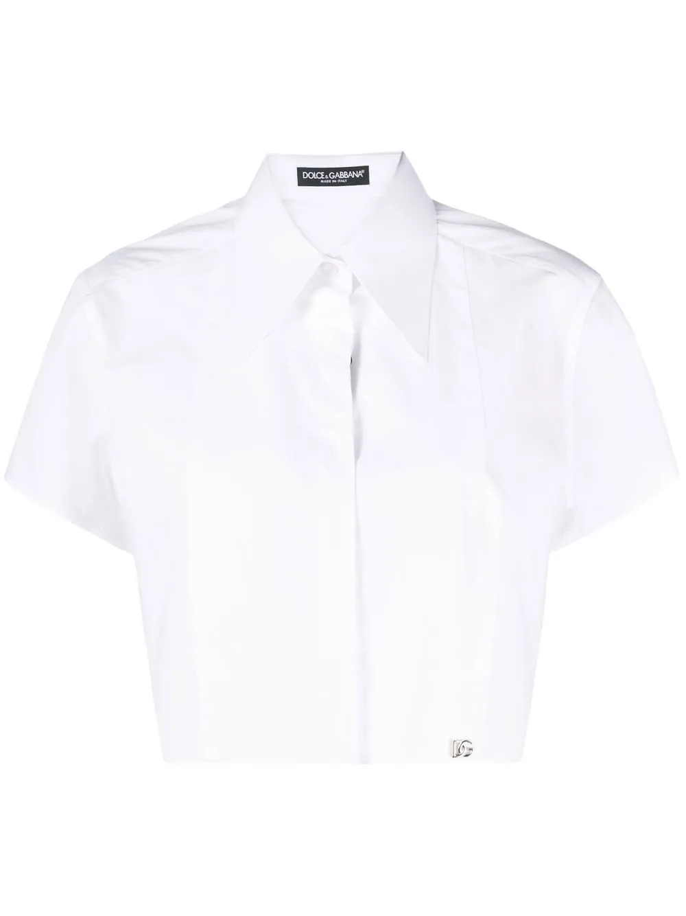 

Dolce & Gabbana cropped logo-plaque shirt - White