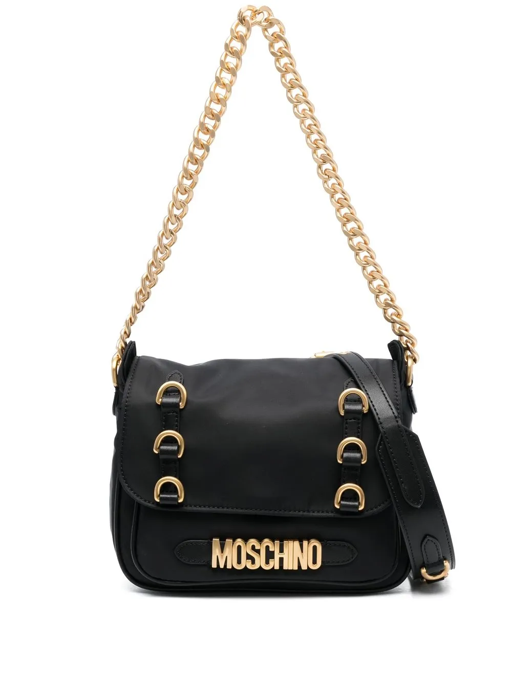 

Moschino logo-lettering leather shoulder bag - Black