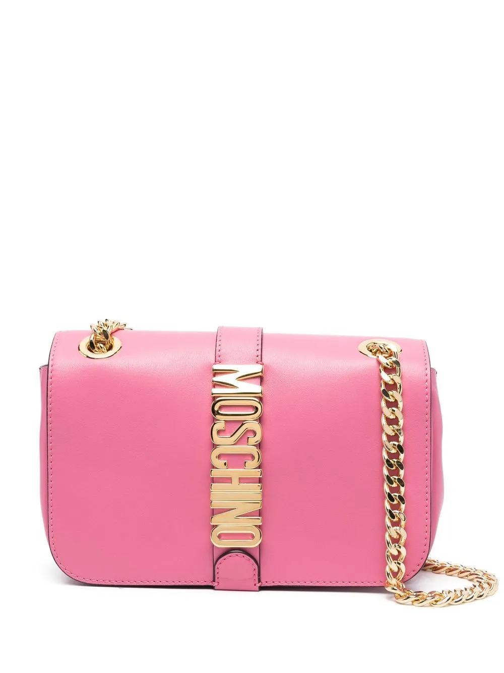 

Moschino logo-lettering leather crossbody bag - Pink