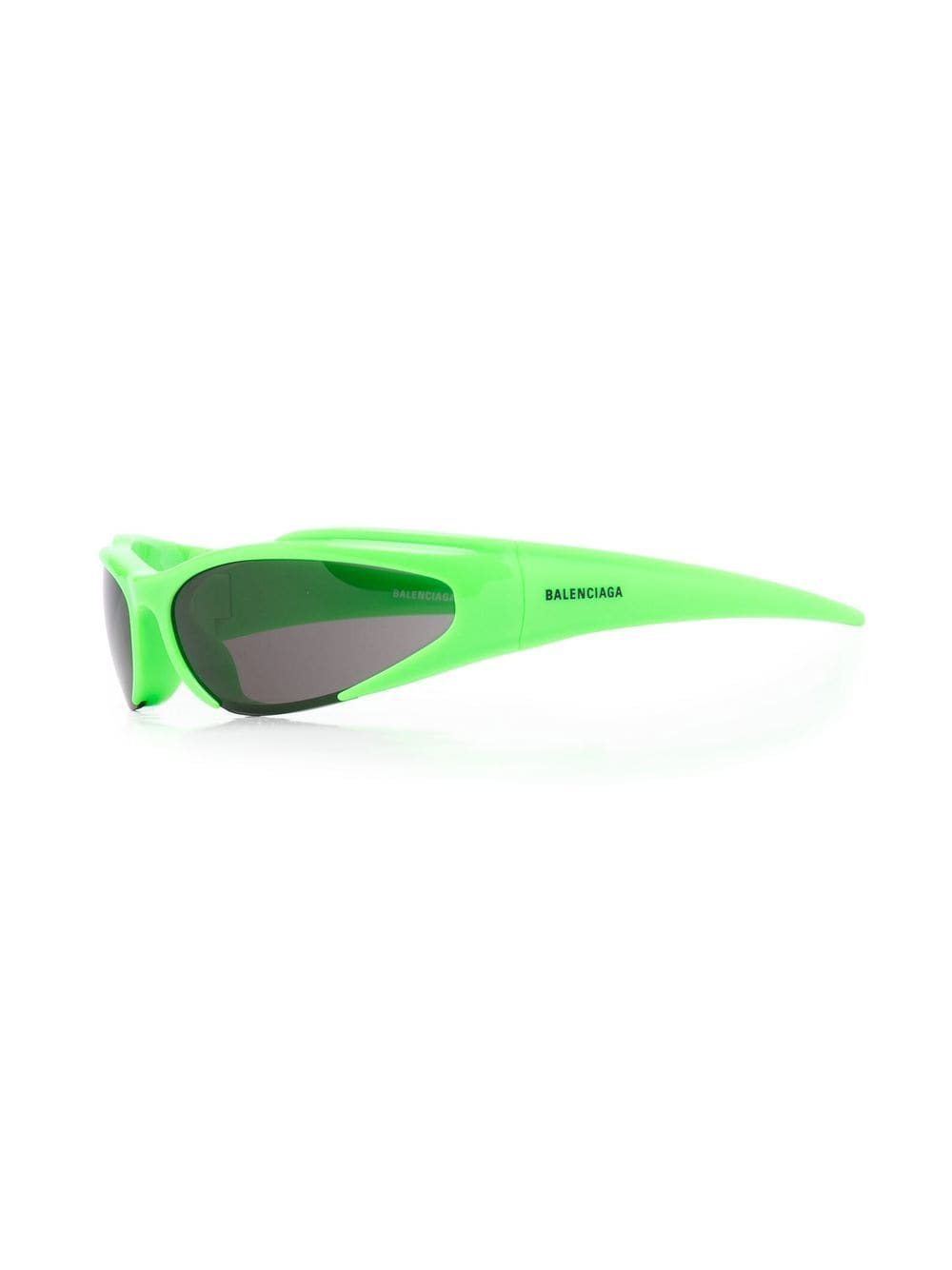 Shop Balenciaga Oval-frame Sunglasses In Green