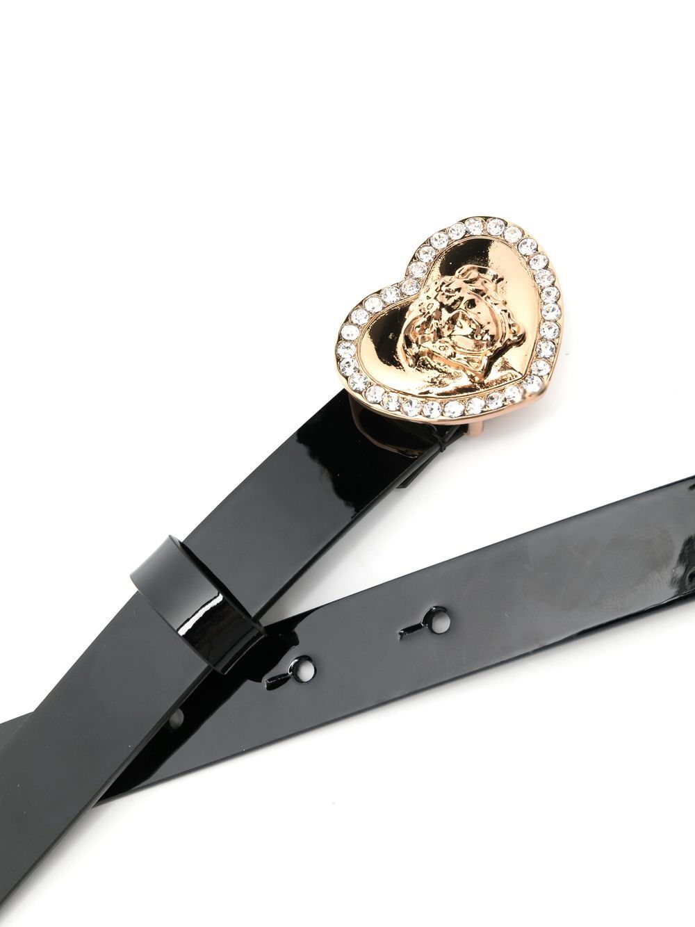 Shop Versace Heart-shaped Buckle Leather Belt In Black