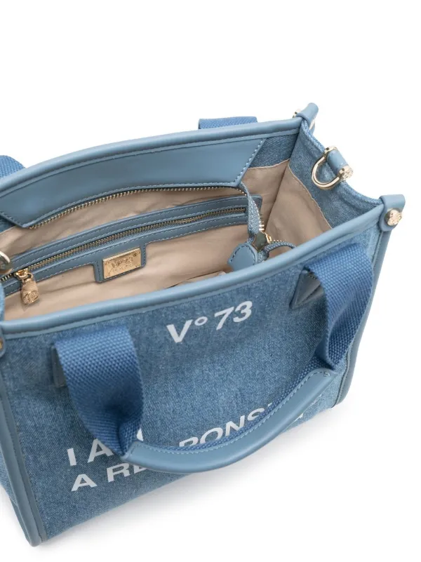 V°73 logo-print Denim Tote Bag | Blue | FARFETCH TW