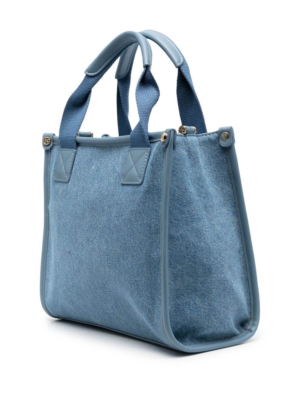 Shop V73 Logo-print Denim Tote Bag In Blue