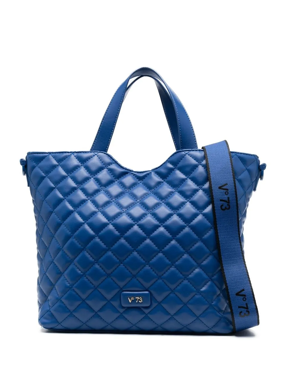 

V°73 quilted logo-lettering tote bag - Blue