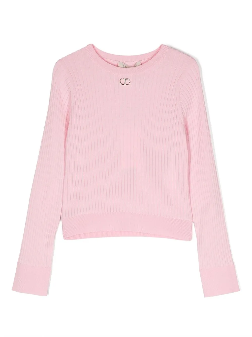 

TWINSET Kids logo-plaque knit jumper - Pink