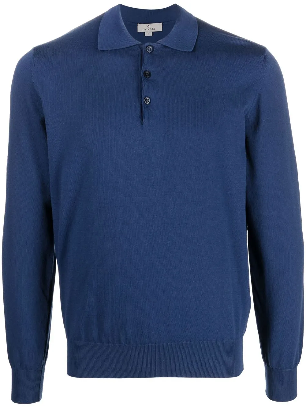 

Canali long-sleeved knit polo jumper - Blue