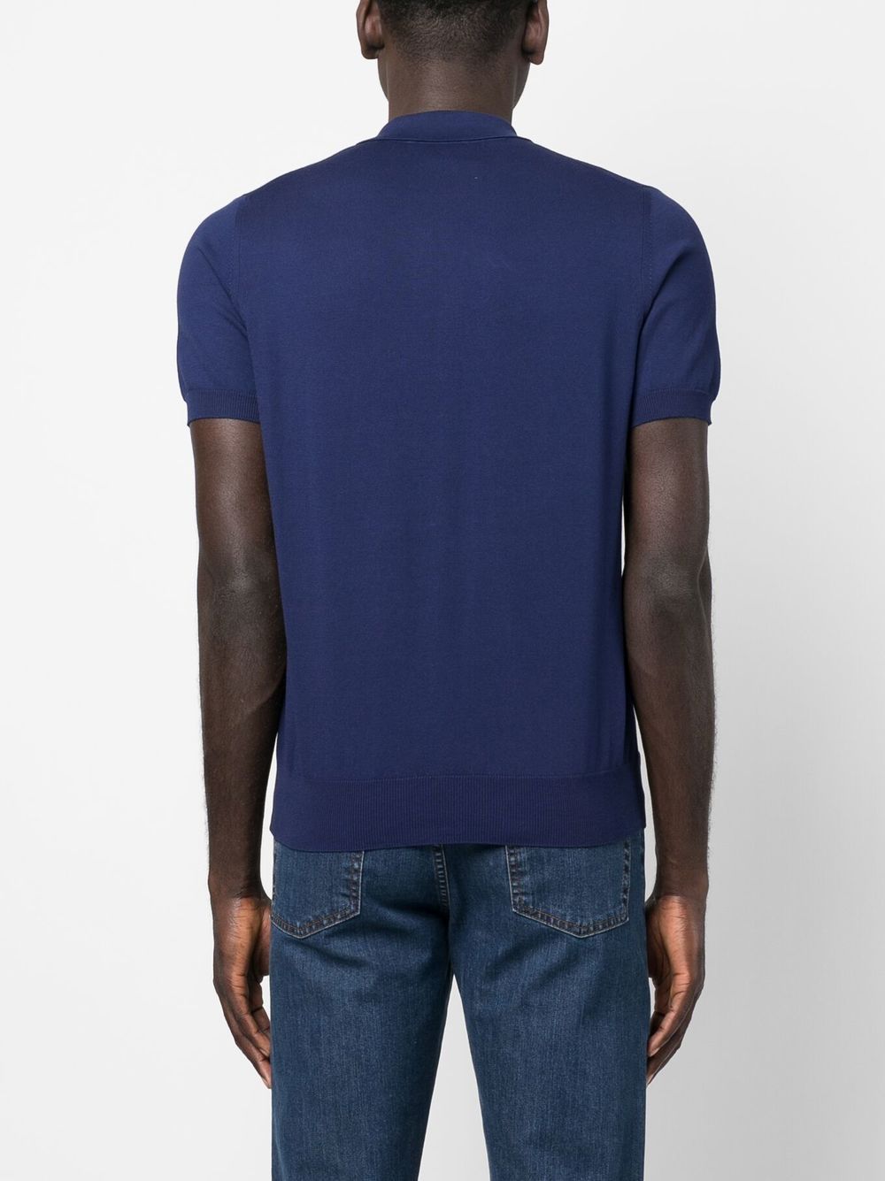 Shop Canali Zipped Polo Shirt In Blau