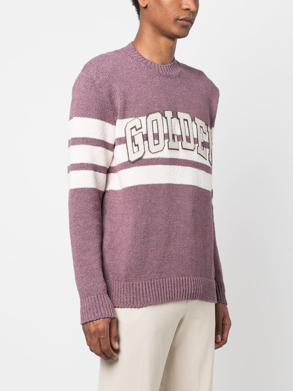 Shop Golden Goose Logo-patch Knitted Jumper In Purple