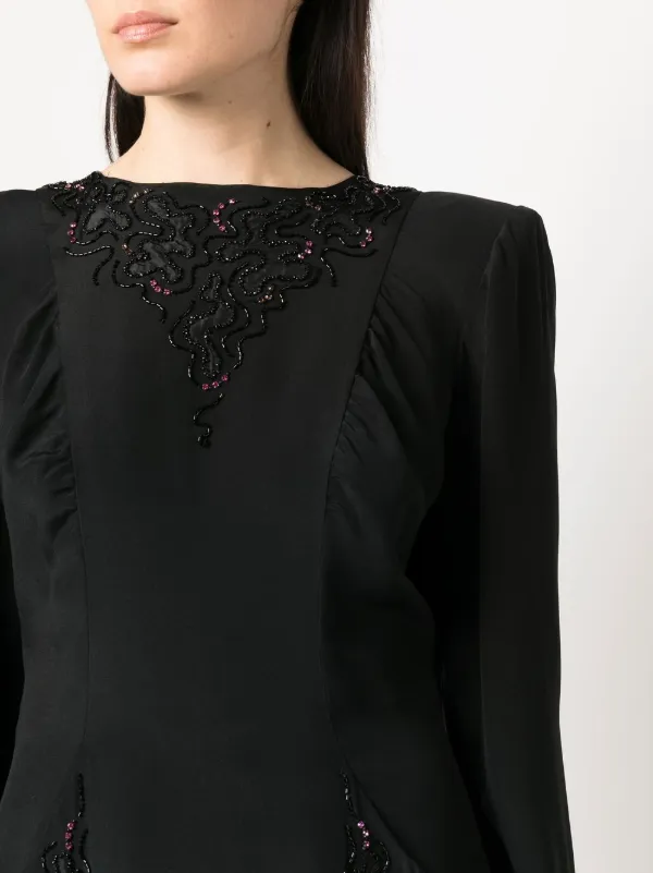 A.N.G.E.L.O. Vintage Cult 1980s Embellished long-sleeved Dress | Black |  FARFETCH