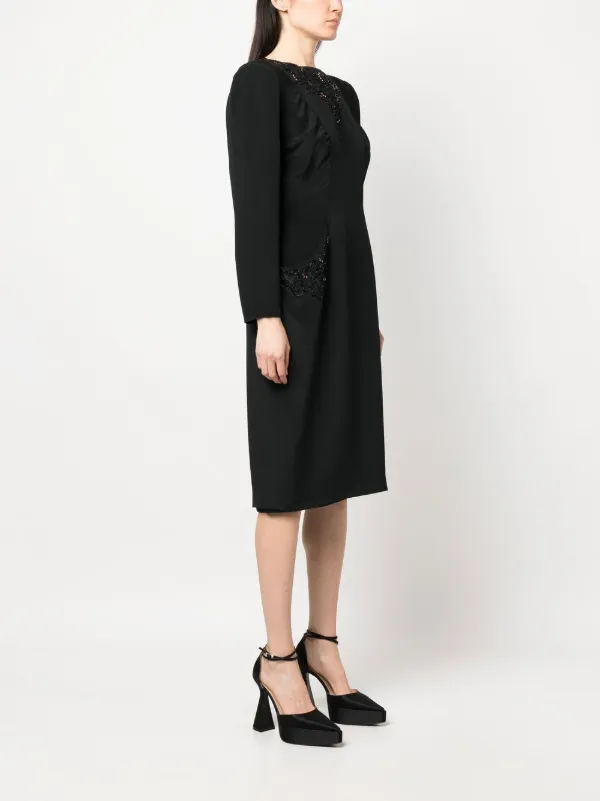 A.N.G.E.L.O. Vintage Cult 1980s Embellished long-sleeved Dress | Black |  FARFETCH