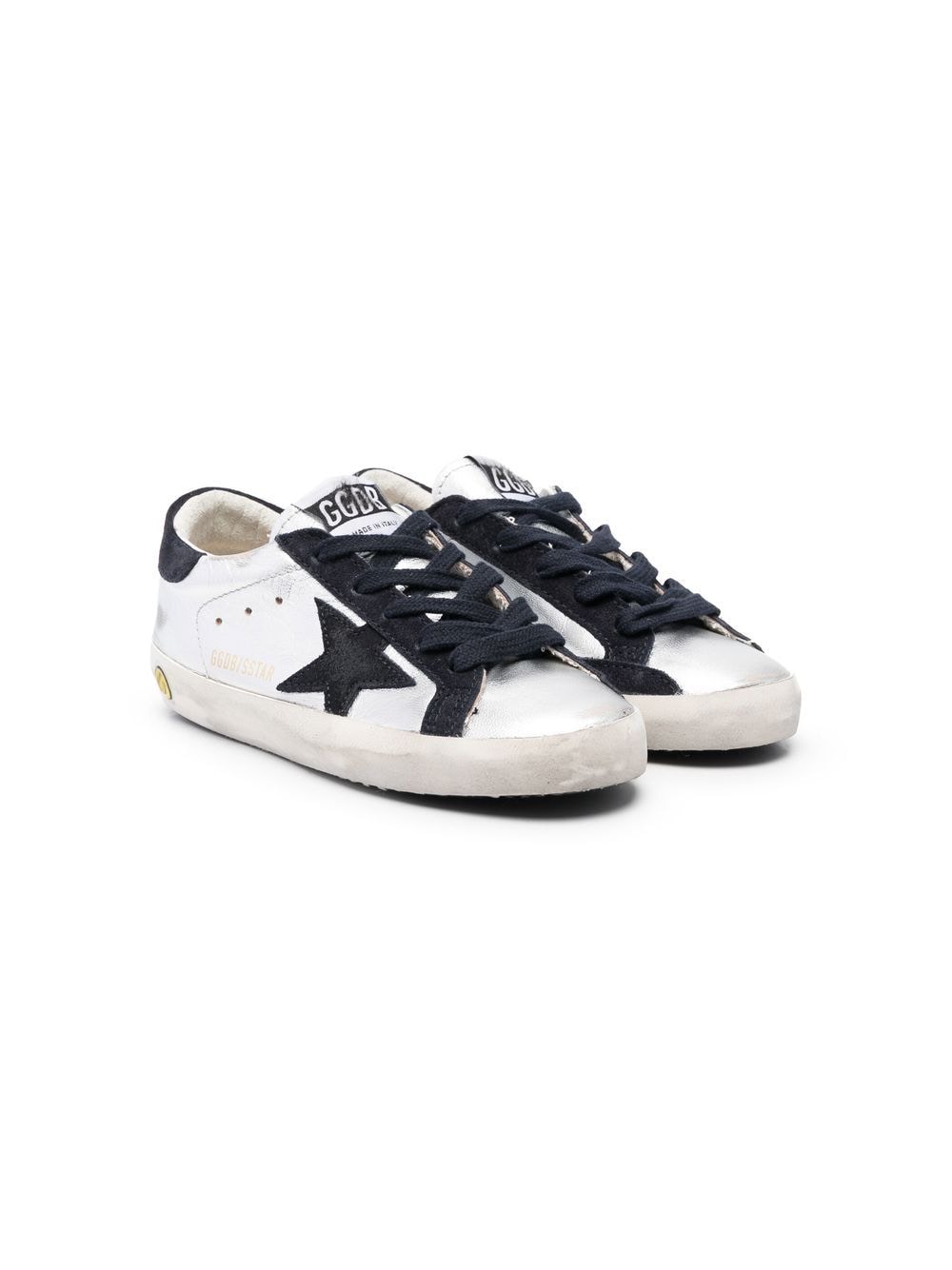 Shop Golden Goose Super-star Leather Sneakers In Silver