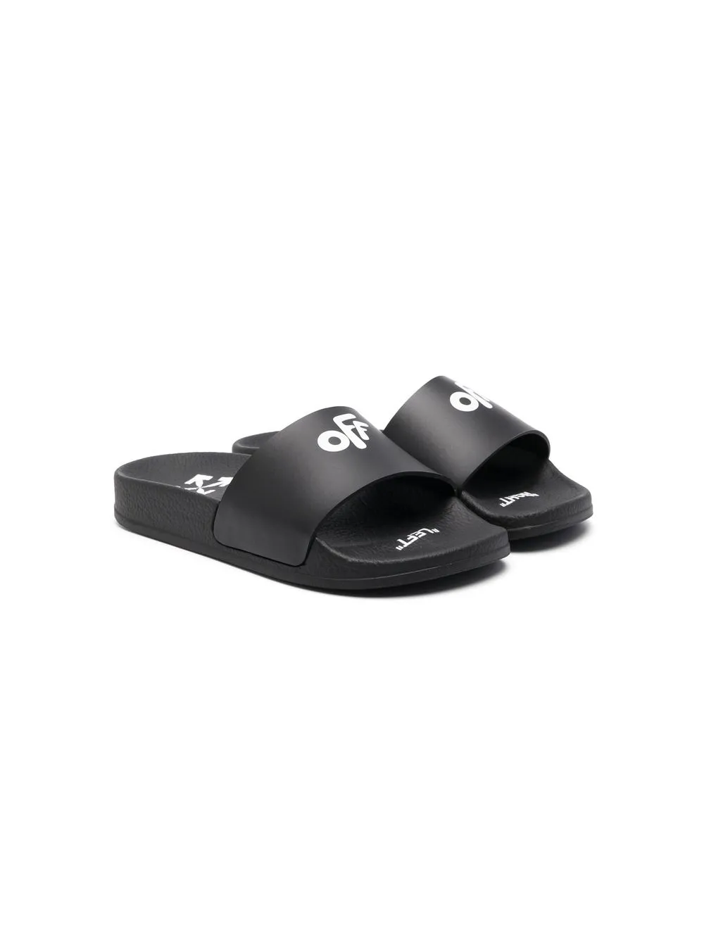 

Off-White Kids logo-print flat slides - Black