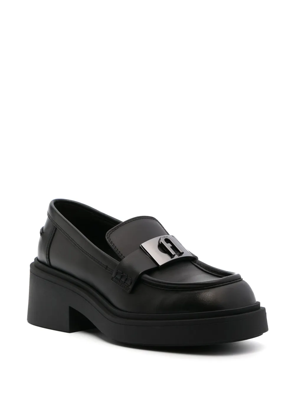 Furla College 35mm leather loafers - Zwart