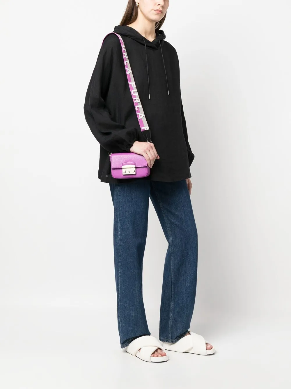 Furla Metropolis mini leren crossbodytas - Paars