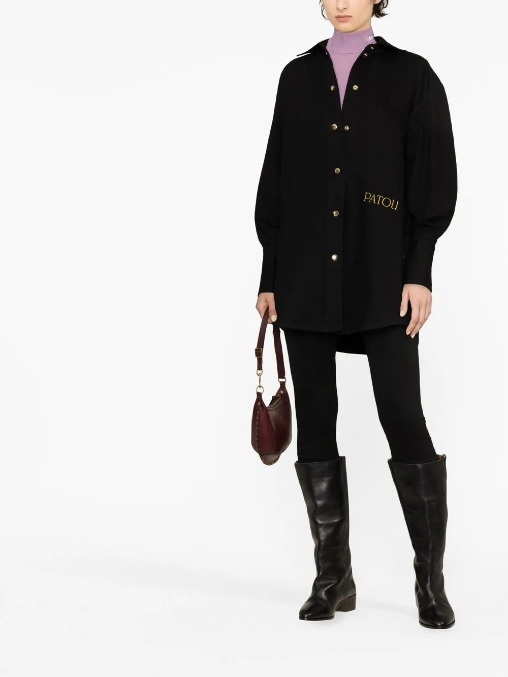 Patou Shirtjack met logoprint - Zwart