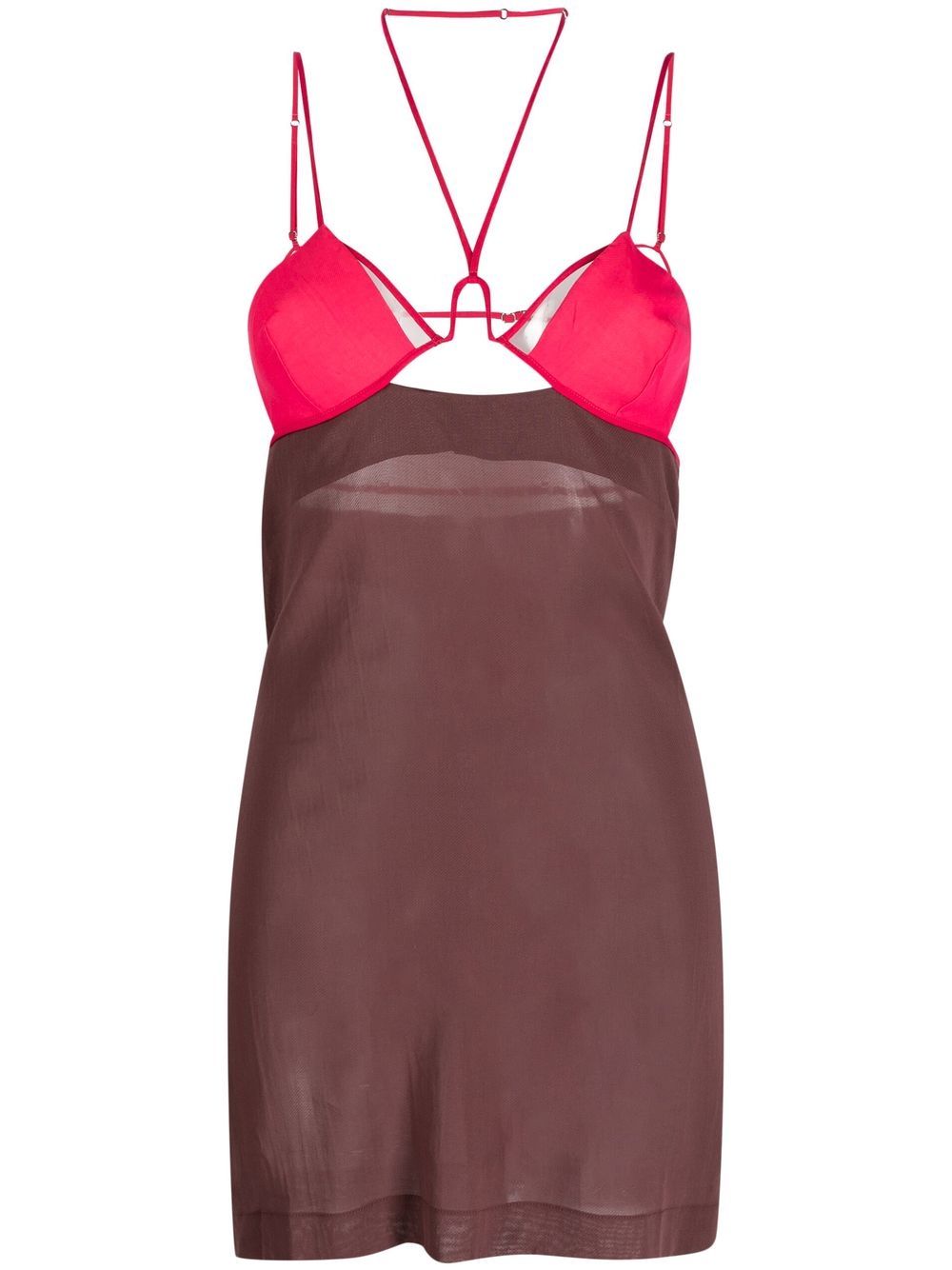 Nensi Dojaka Cut-out Cotton Minidress In Brown