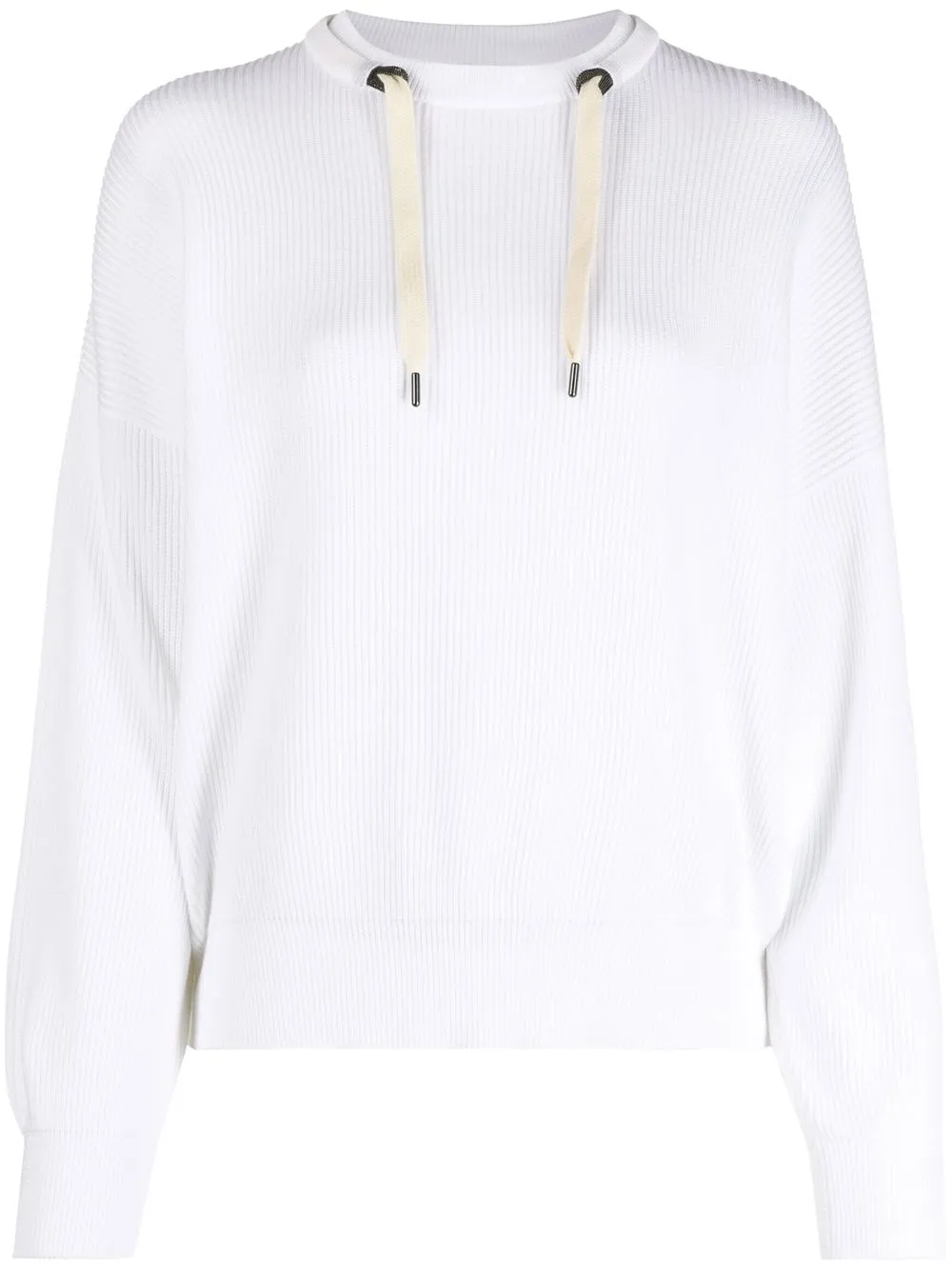 

Brunello Cucinelli drawstring-neck ribbed-knit jumper - White