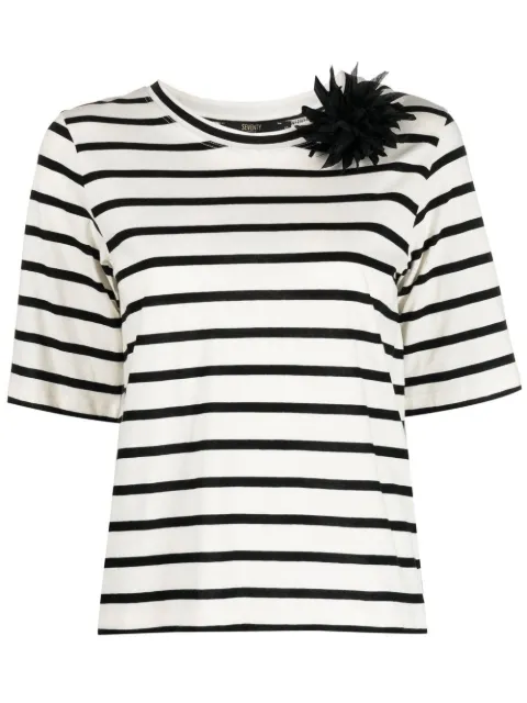Seventy appliqué detail striped T-shirt