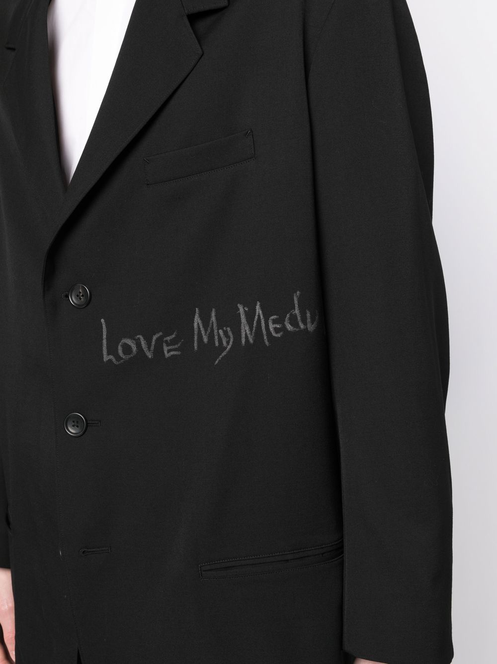 Shop Yohji Yamamoto Notched-lapels Wool Coat In Black