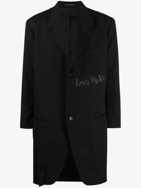 Yohji Yamamoto notched-lapels wool coat