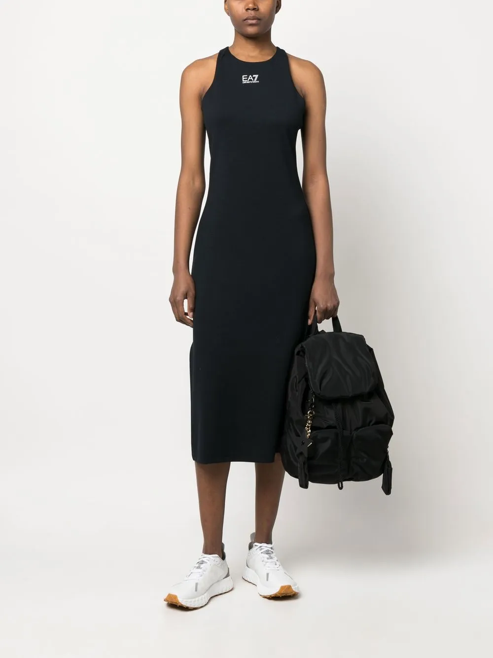 Ea7 Emporio Armani Midi-jurk verfraaid met pailletten - Zwart