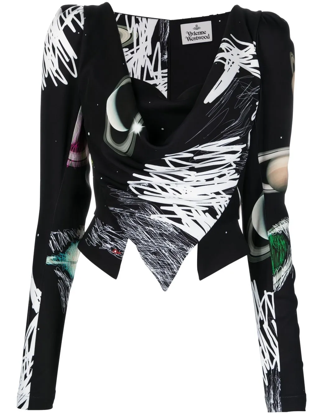 

Vivienne Westwood planet-print draped T-shirt - Black