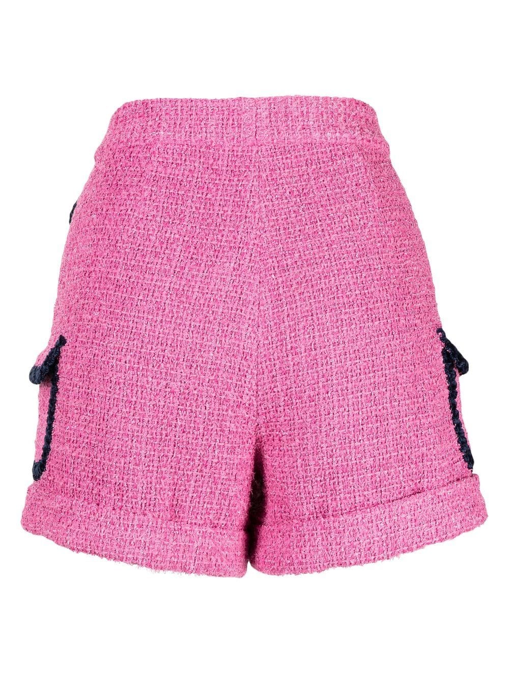 Shop Edward Achour Paris Tweed Pocketed Shorts In Rosa